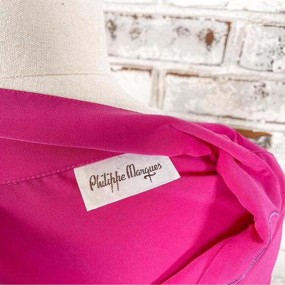 Vintage 80s Philippe Marque Bright Pink Embroidered Jacket M - Picture 10 of 12